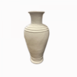 Pot w/Ribbing White Medium