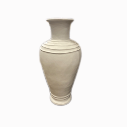 Pot w/Ribbing White Medium