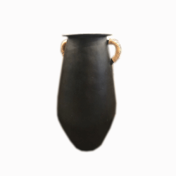 Pot w/2 Handles & Rattan Handle Black