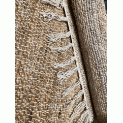 Striped Jute Rug w/Fringes 60x90cm